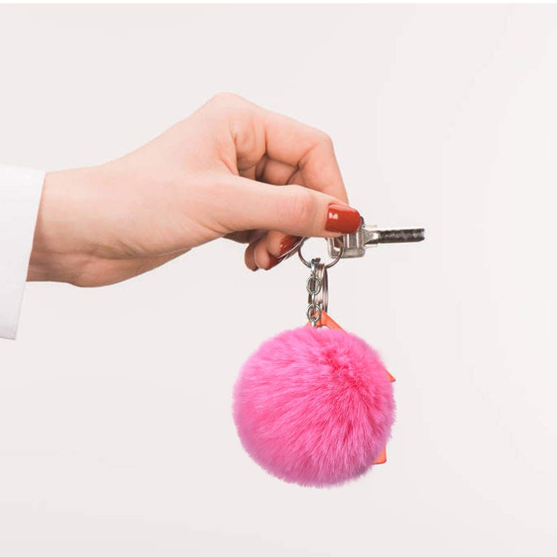 Cityelf Cute Faux Rabbit Fur Ball Pom Pom Keychain Car Key Ring Handbag Tote Bag Pendant Purse Charm (Pink) - Image 5